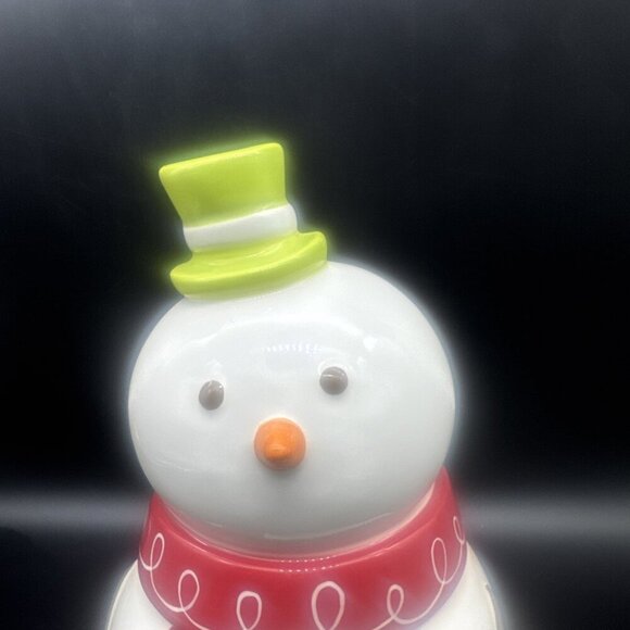 Target Ceramic Be Merry Snowman Cookie Jar 13” Christmas Winter Holiday 2008 - Picture 2 of 12